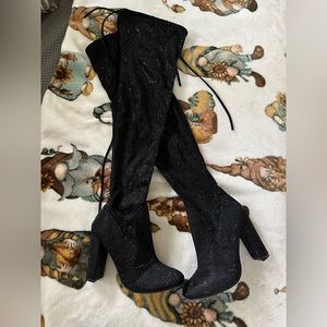 Over the knee rhinestone boots